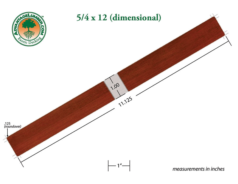 5/4 x 12 Brazilian Redwood (Massaranduba) Wood Decking