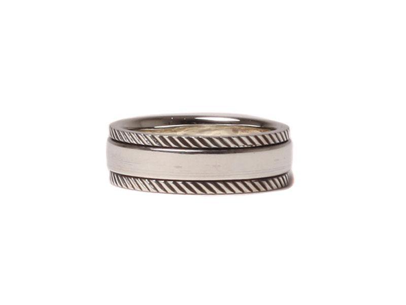 Spinner Ring with Curb Chain in Oxidized Sterling Silver