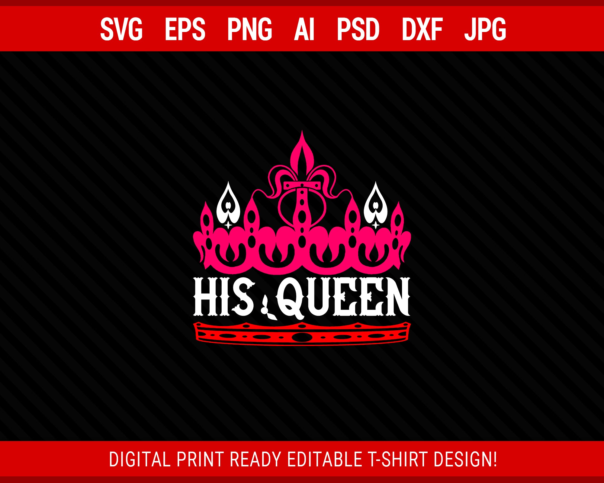 Download His Queen Matching Couple Set Editable T Shirt Svg Design Digital Svg File