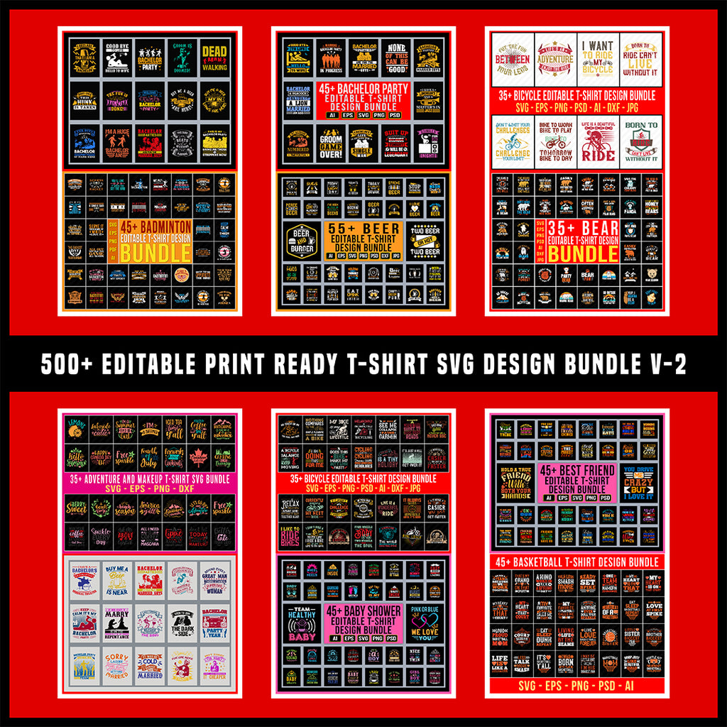 Download 500 Editable Print Ready T Shirt Svg Design Bundle V 2 Digital Svg File