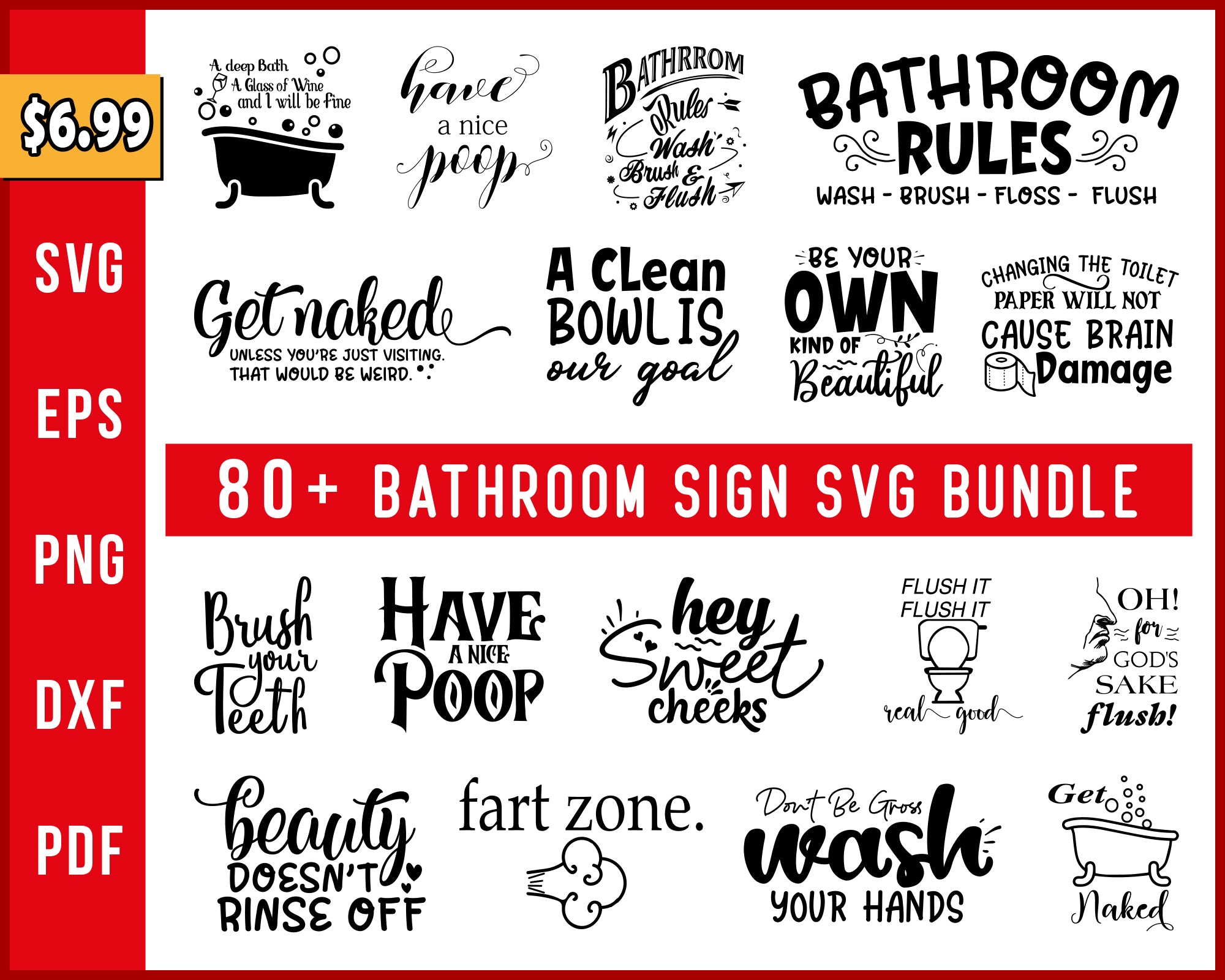 Download Bathroom Sign Svg Bundle Cut File For Cricut Png Eps Silhouette Digital Svg File