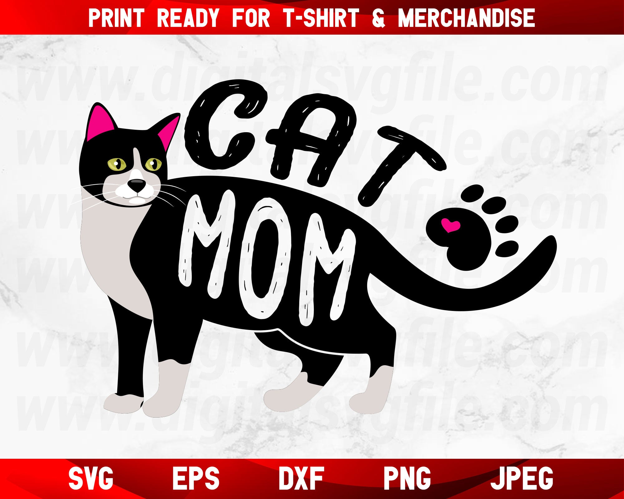 Download Cat Mom Cat T Shirt Design For Mothers Day Cat Svg File In Png Pdf Esp Digital Svg File