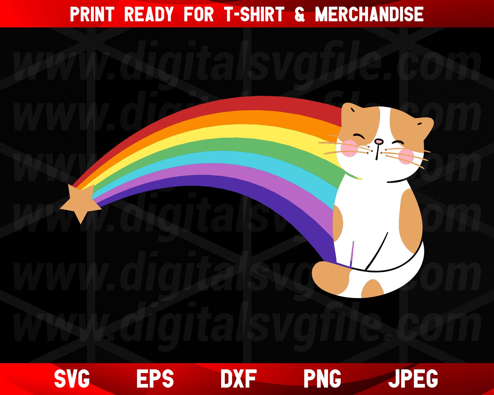 Download Rainbow Cat Lover Svg Cat T Shirt Design In Eps Png Dxf Files Digital Svg File