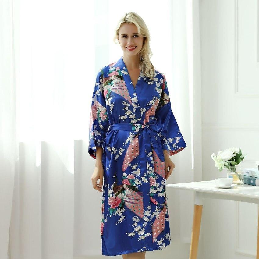 Blue Kimono Robe With Bright Flowers | Japan Avenue