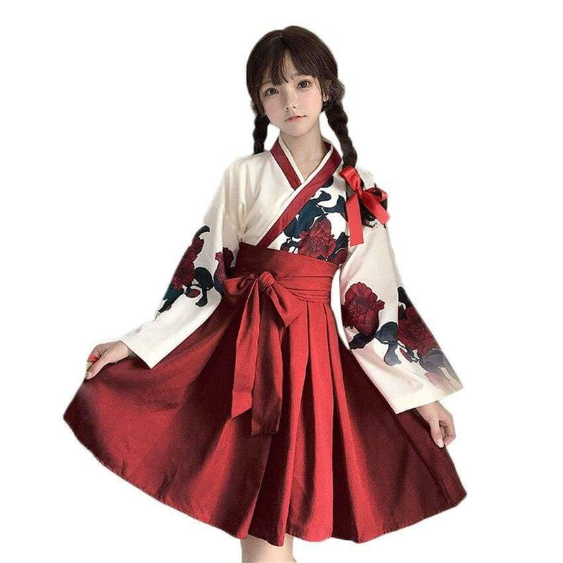 Red Kimono Dress Japanese | Japan Avenue