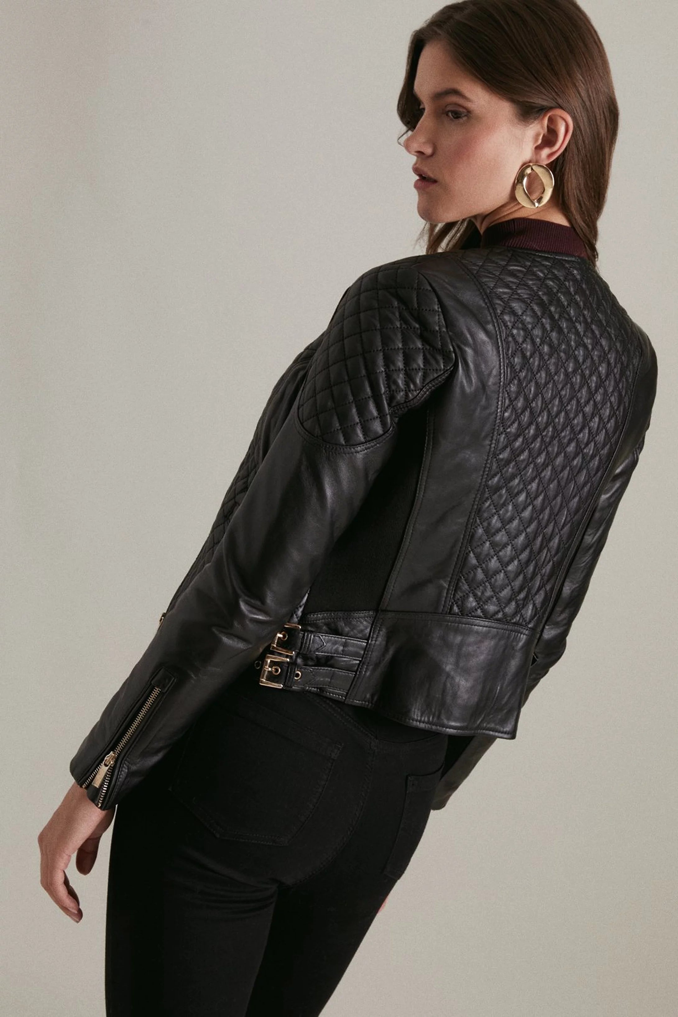 Women's California Moto Quilted Pattern Soft Sheep Leather Handcrafted Jacket