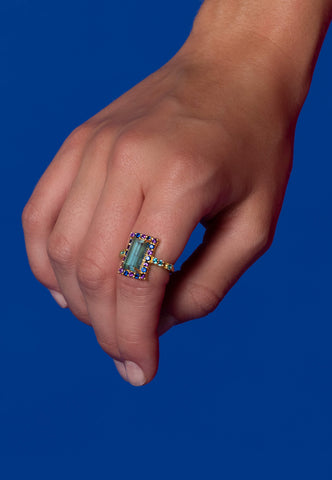 Ring with natural stone Aquamarine