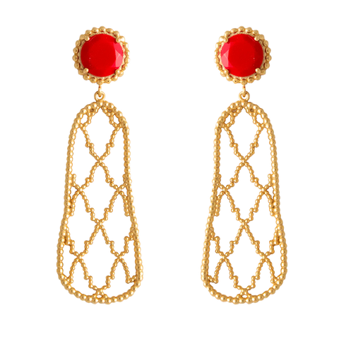 Alhambra Red Lavani Earrings