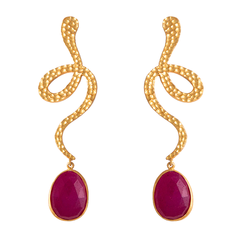 Thar ruby earrings with red gemstones