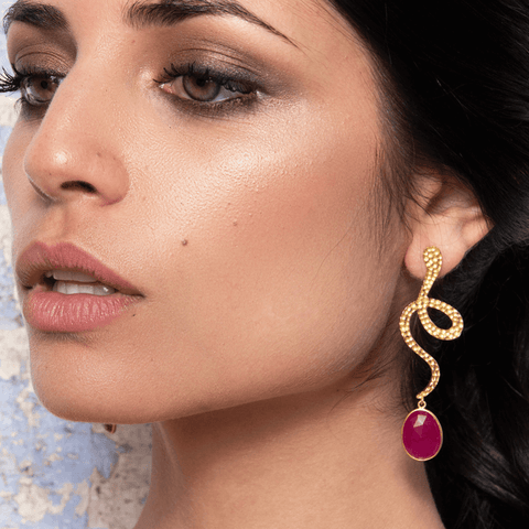 ruby gemstone in earrings