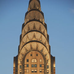 Art Deco architecture reflected in the Chrysler Building in New York.