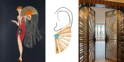 Jewelry with Art Deco-inspired poster elements