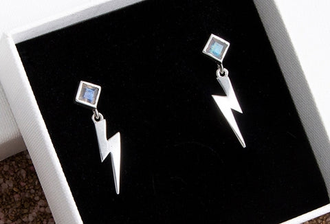 LAVANI silver earrings lightning bolt party earrings