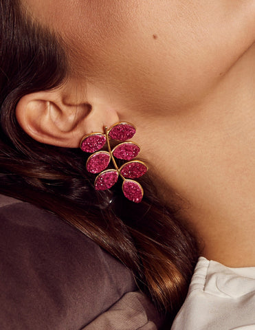 Bougainvillea and gold earrings by LAVANI