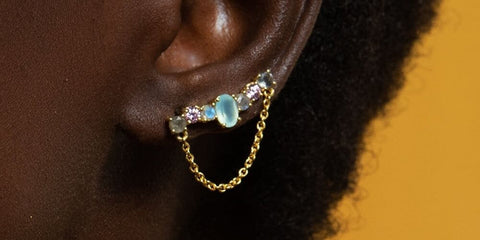 Grandes boucles d'oreilles pendantes avec chaîne en design LAVANI