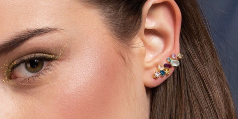 Boucles d'oreilles grimpantes multicolores avec pierres par lavani jewels