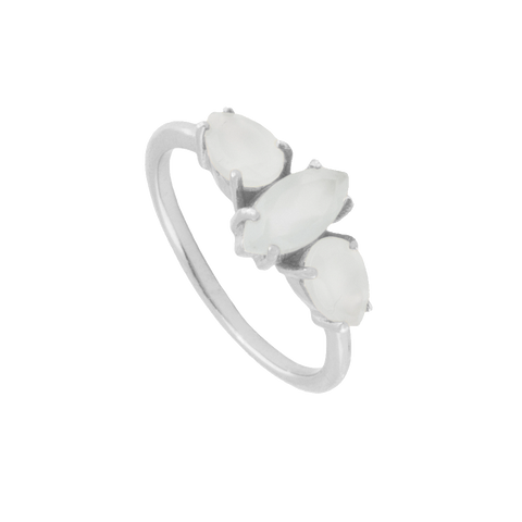 bague argent blanc avec pierres semi-précieuses