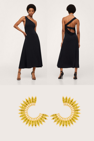 Mango dress with Marrakech earrings by LAVANI Jewels