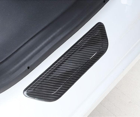 4PCs Genuine Forged Carbon Fiber Scuff Plates / Door Sill Covers for Model Y (Gloss)