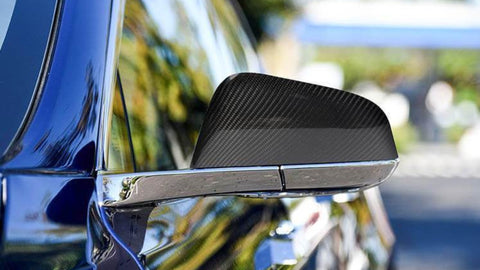 2PCs Genuine Gloss Carbon Fiber Side Mirror Covers for Tesla Model S