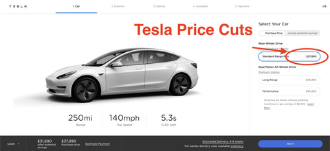 Which Tesla models had their prices cut?