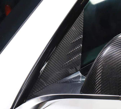 Matte Carbon Fiber Front Quarter Glass Trims for Tesla Model 3