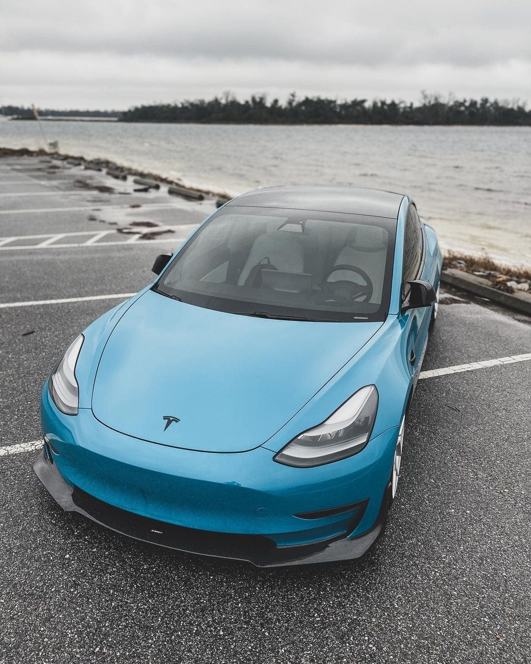 Carbon Front Lip V4 For Tesla Model 3