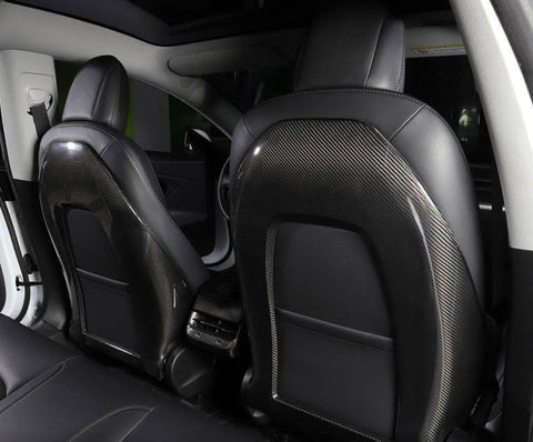 Matte Carbon Fiber Seat Open Back Protectors for Tesla Model 3