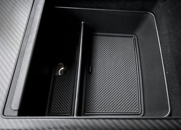 Beifahrersitz-Aufbewahrungsbox aus veganem Leder für Tesla Model Y