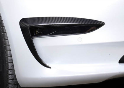 Genuine Gloss Carbon Fiber Fog Light Trim Covers for Tesla Model