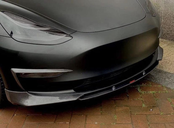 CMST Genuine Carbon Fiber Front Lip V2 For Tesla Model 3 2017-2023