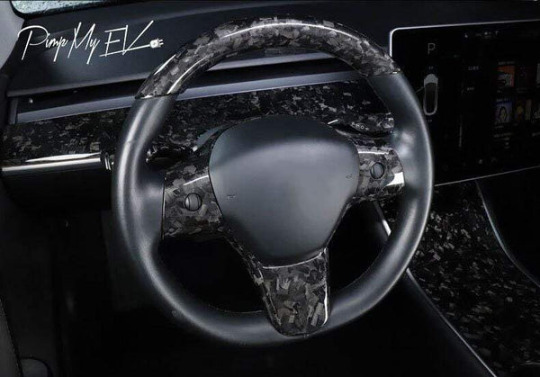 Echte Kohlefaser-Lenkradverkleidung für Tesla Model 3 2017-2023