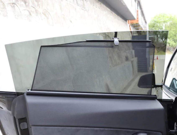 BunnyBird Car Side Window Sun Shade - for Tesla Model Y 2020-2023 - Auto  Retractable Cooling Poly Mesh Solar Screens - Car Privacy Curtain w/ Glare  