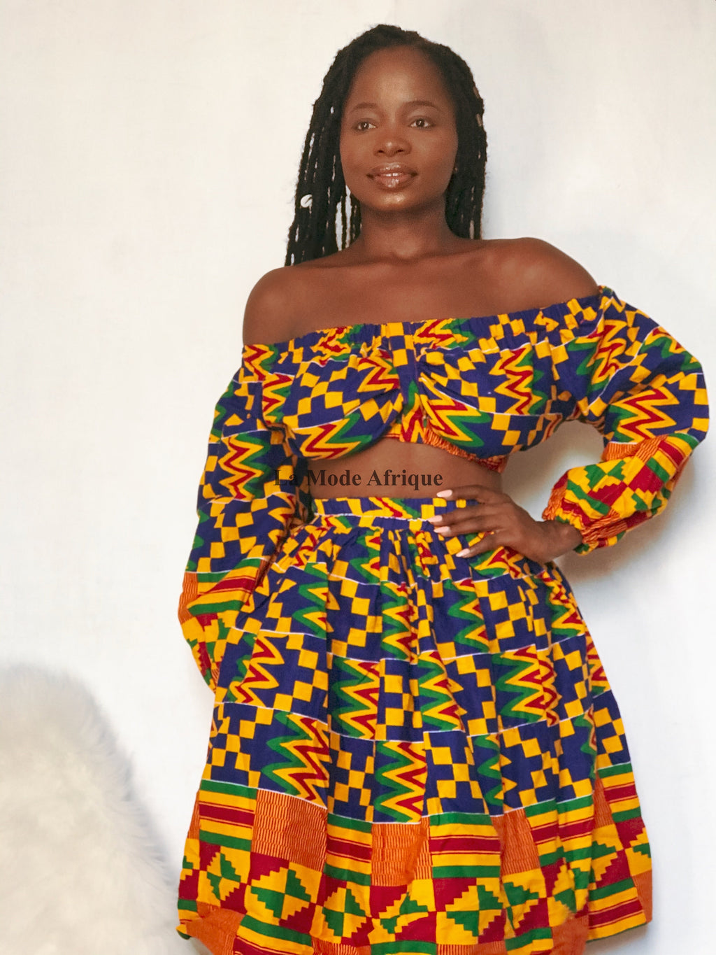Dropship Yellow Blue African Kente Women's Longsleeve Crop Top to Sell  Online at a Lower Price
