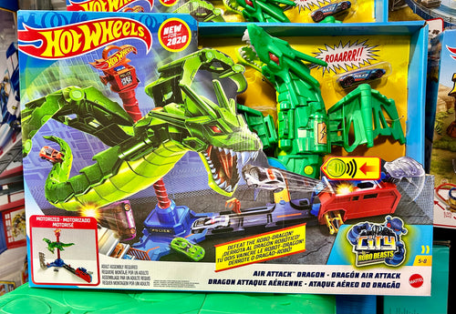 Hot Wheels City Air Attack Robo Dragon Play Set Motorized with