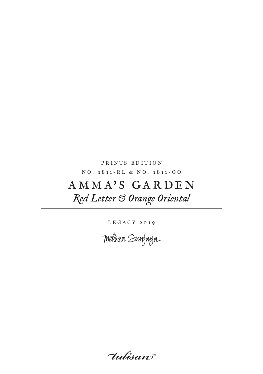 AMMA'S GARDEN - Red Letter & Orange Oriental