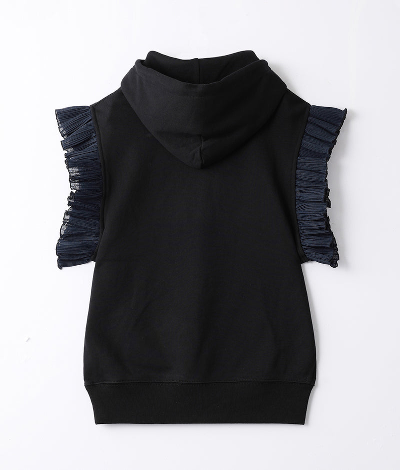 NONTOKYO〉〈NONTOKYO〉PLEATS FRILL NO-SLEEVE SWEA（BLACK）│QUI STORE