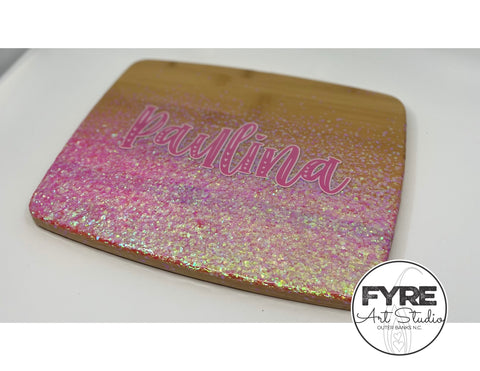 Fyre Art Studio Hot Pink Glitter Bomb Serving Tray