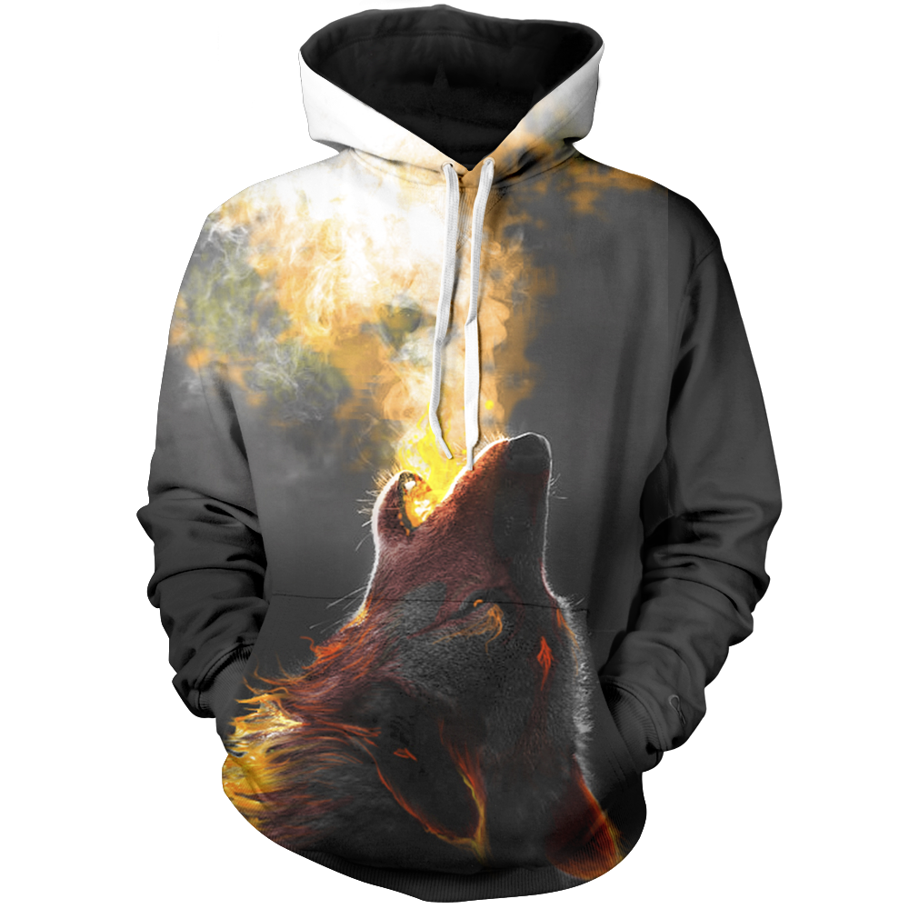 Wolf Breathing Fire Unisex Pullover Hoodie – Epic-Imprint