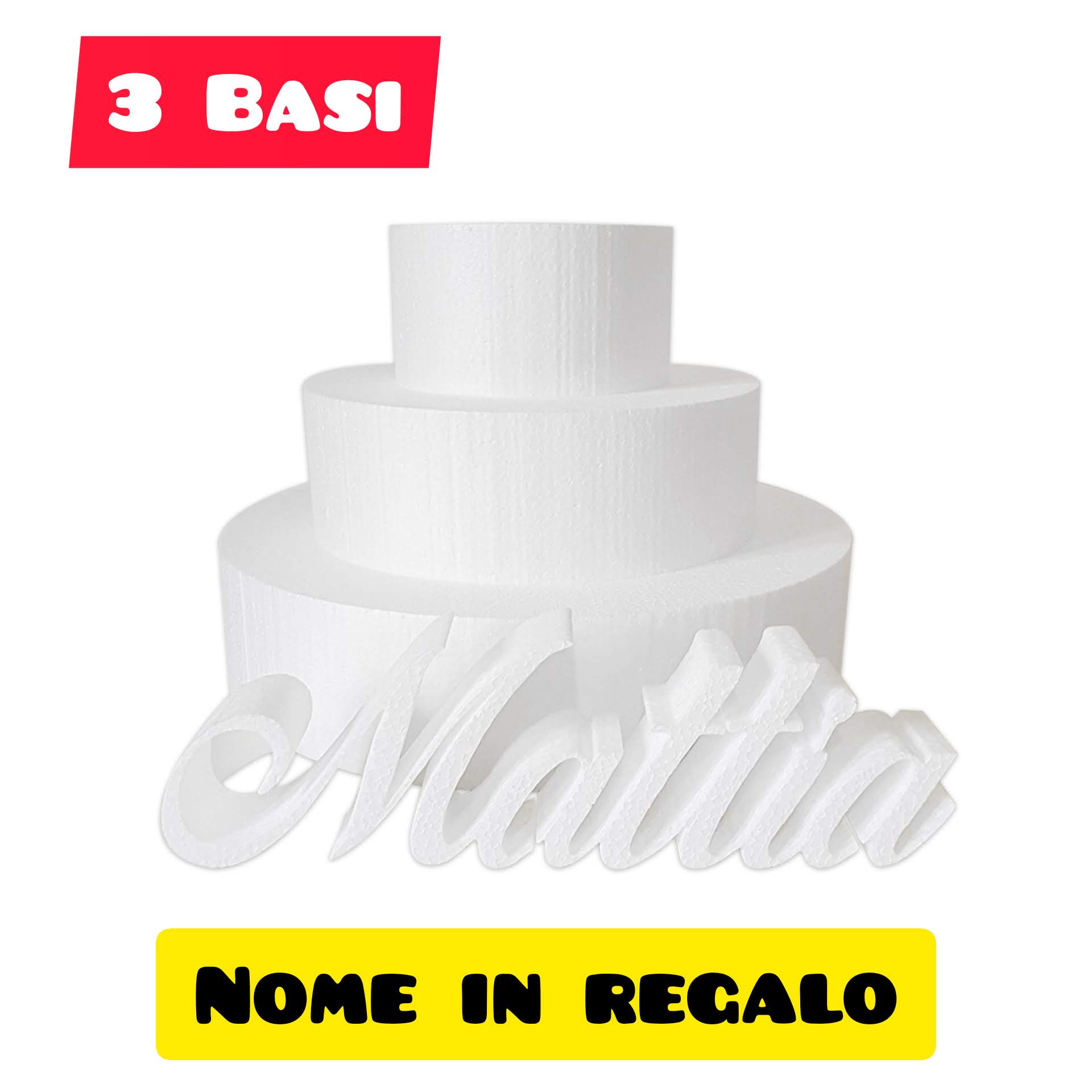 Basi in Polistirolo per Torta Tonda a Triplo Strato (H 10 cm D 35/25/1 –  Foamart