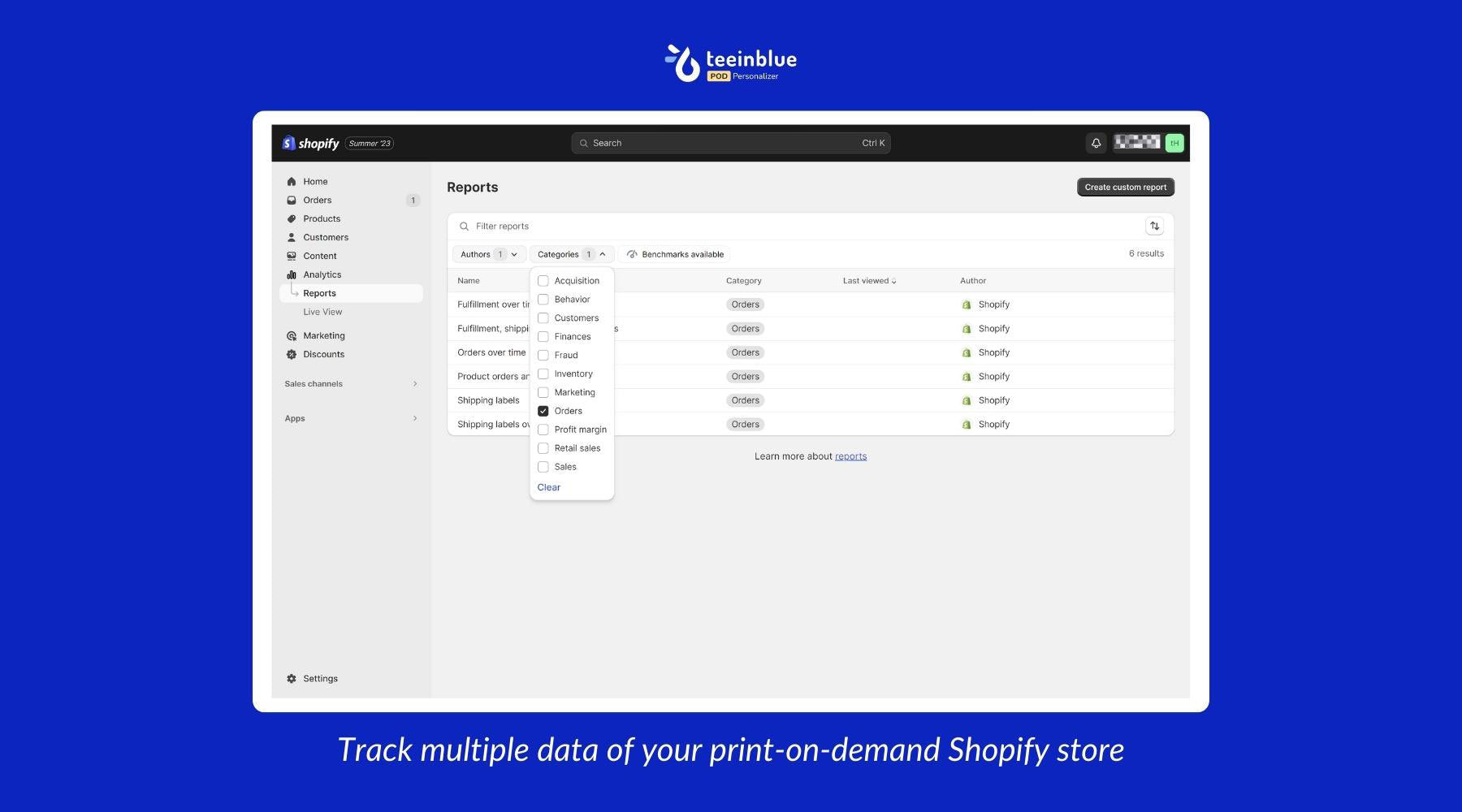 how to view reports on your print on demand shopify store