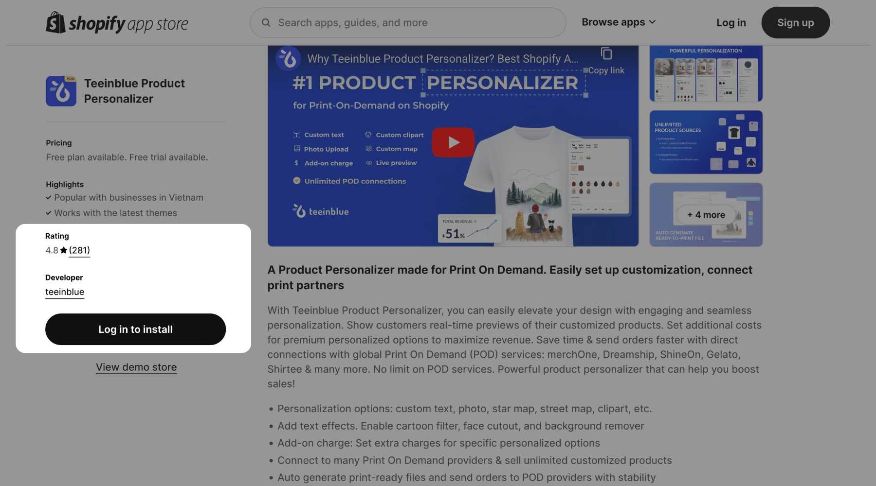 make a product customizable on shopify with teeinblue