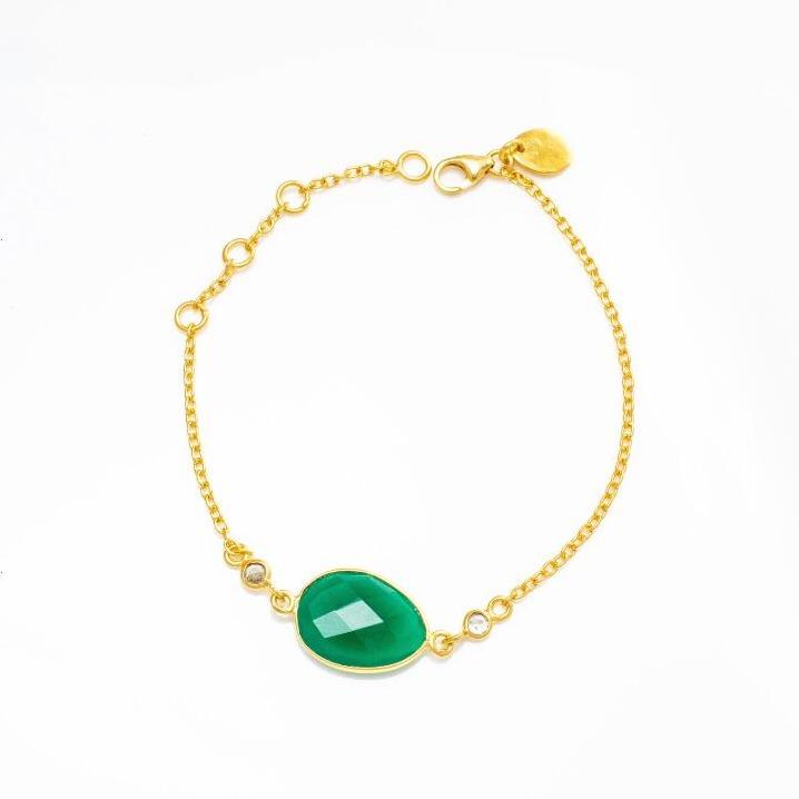 Image of Green Onyx Bracelet/18k yellow Gold Vermeil & White Topaz