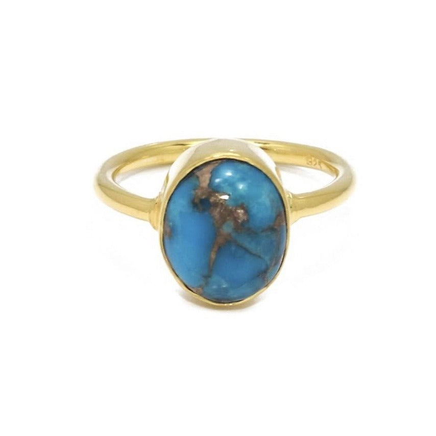 Image of Copper Turquoise Ring/18k Yellow Gold Vermeil in Copper Turquoise