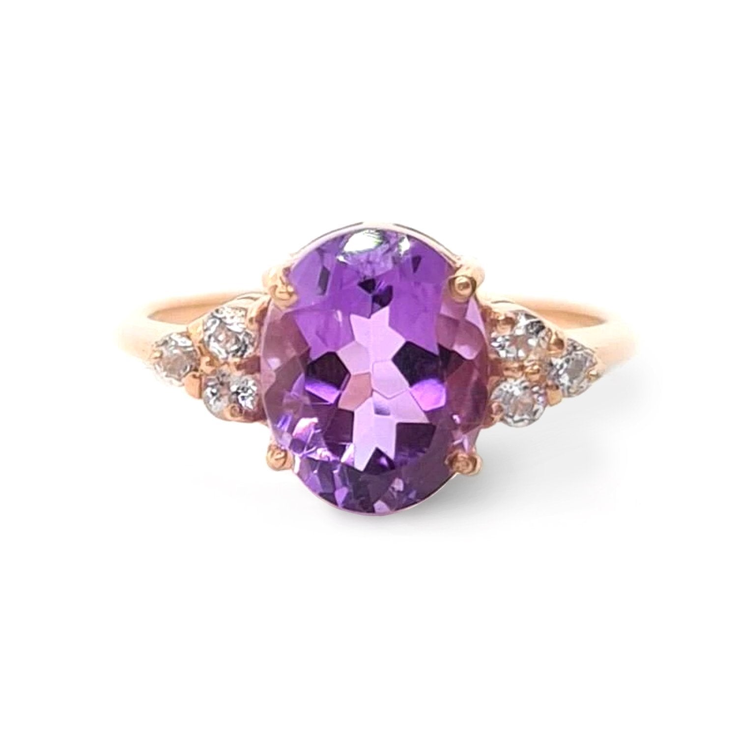 Image of The Princess Ring/18k Rose Gold Vermeil Amethyst & White Topaz