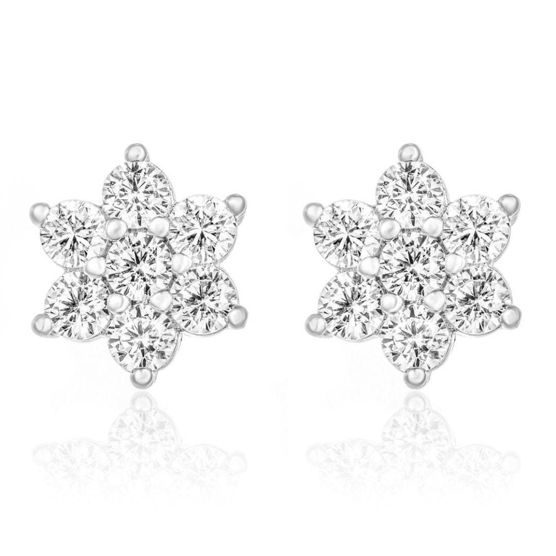 Snowflake Stud Earrings/18K White Gold & Cubic Zirconia