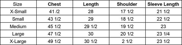 Sweatshirt Size Guide