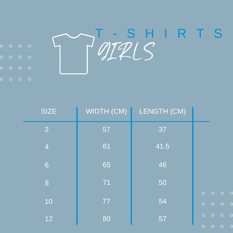 AO Size Guide for Girl's T-Shirts