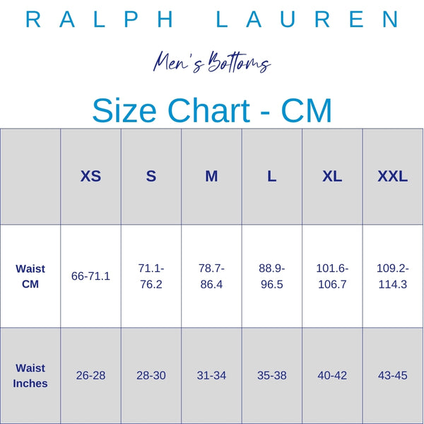 AO x Ralph Lauren Men's Bottoms Size Guide