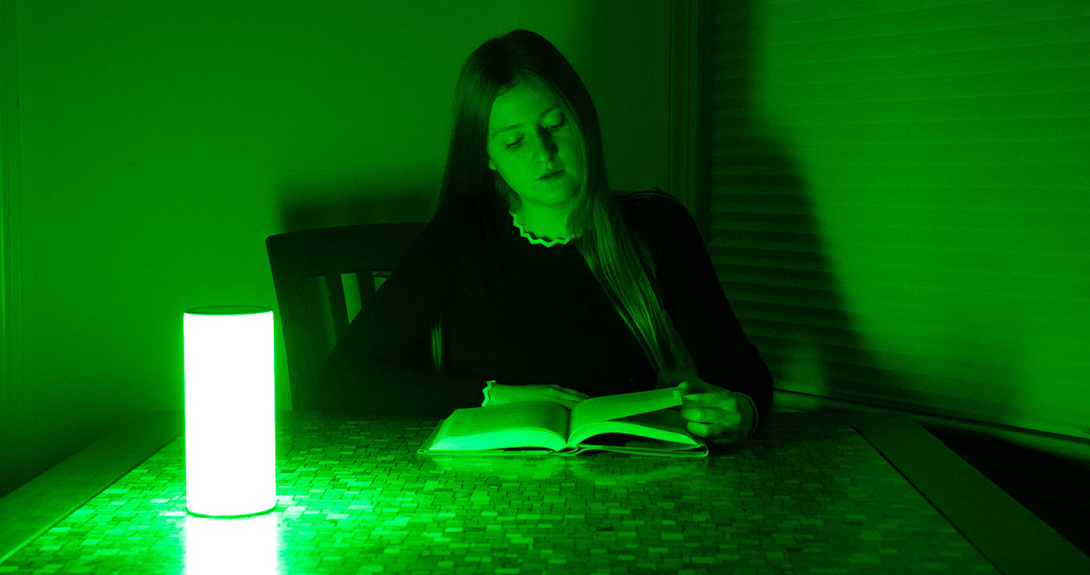 Woman Reads Book with Allay Lamp